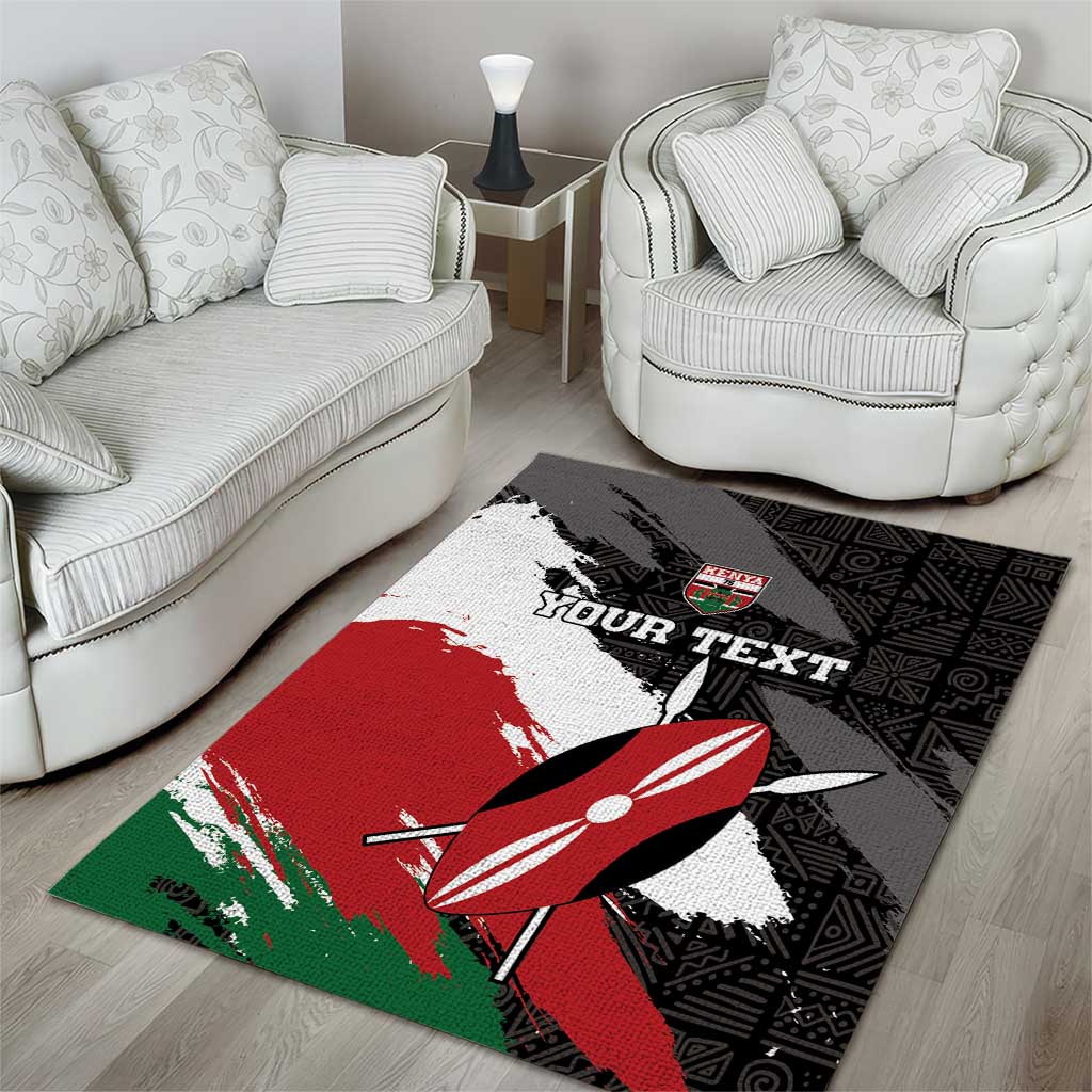 Custom Kenya Rugby Sevens Area Rug African Pattern - Grunge Style - Wonder Print Shop