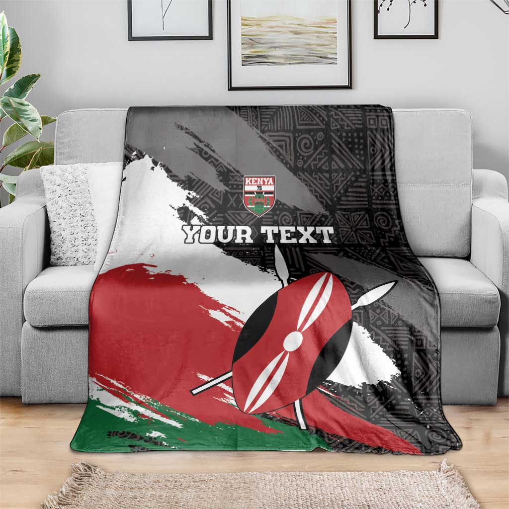 Custom Kenya Rugby Sevens Blanket African Pattern - Grunge Style