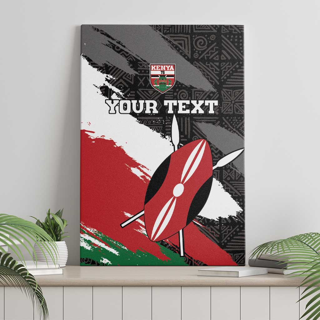 Custom Kenya Rugby Sevens Canvas Wall Art African Pattern - Grunge Style - Wonder Print Shop