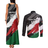 Custom Kenya Rugby Sevens Couples Matching Tank Maxi Dress and Long Sleeve Button Shirt African Pattern - Grunge Style - Wonder Print Shop