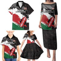 Custom Kenya Rugby Sevens Family Matching Puletasi and Hawaiian Shirt African Pattern - Grunge Style - Wonder Print Shop