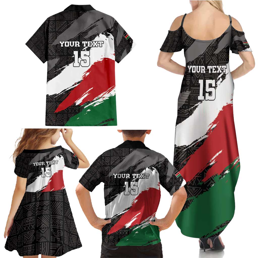 Custom Kenya Rugby Sevens Family Matching Summer Maxi Dress and Hawaiian Shirt African Pattern - Grunge Style - Wonder Print Shop