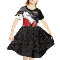 Custom Kenya Rugby Sevens Kid Short Sleeve Dress African Pattern - Grunge Style - Wonder Print Shop