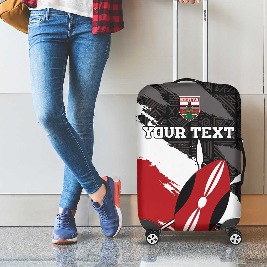Custom Kenya Rugby Sevens Luggage Cover African Pattern - Grunge Style - Wonder Print Shop