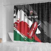 Custom Kenya Rugby Sevens Shower Curtain African Pattern - Grunge Style