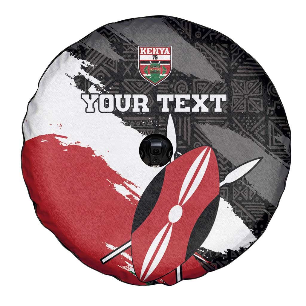 Custom Kenya Rugby Sevens Spare Tire Cover African Pattern - Grunge Style - Wonder Print Shop