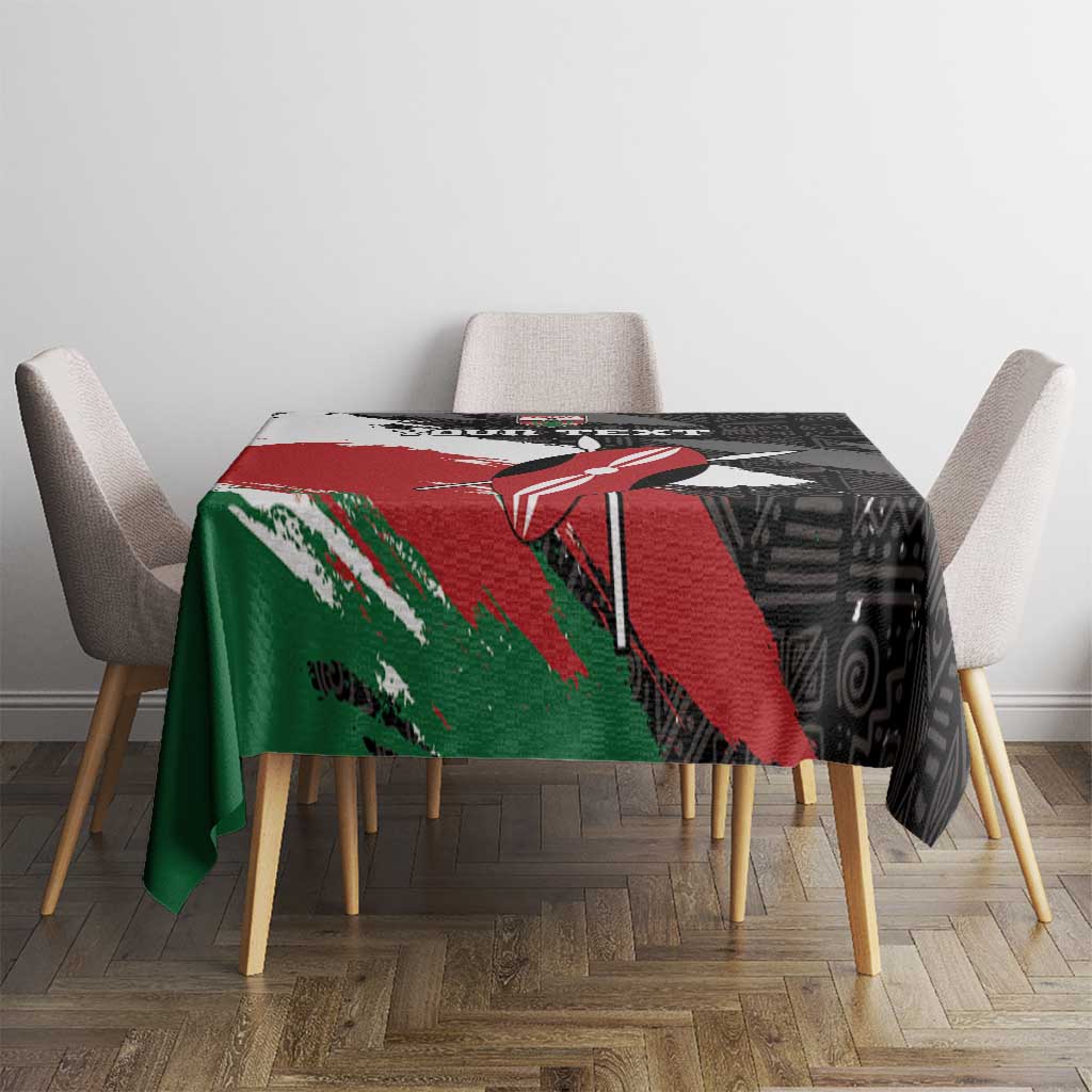 Custom Kenya Rugby Sevens Tablecloth African Pattern - Grunge Style - Wonder Print Shop