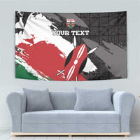 Custom Kenya Rugby Sevens Tapestry African Pattern - Grunge Style - Wonder Print Shop