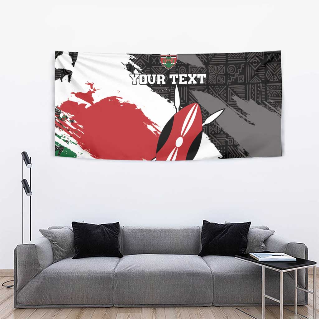 Custom Kenya Rugby Sevens Tapestry African Pattern - Grunge Style - Wonder Print Shop