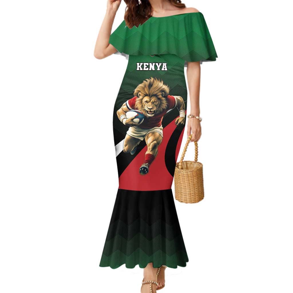 Kenya Rugby Custom Family Matching Mermaid Dress and Hawaiian Shirt Go Simbas - Wonder Print Shop