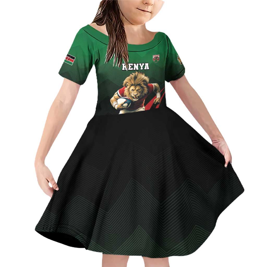 Kenya Rugby Custom Family Matching Off Shoulder Short Dress and Hawaiian Shirt Go Simbas - Wonder Print Shop