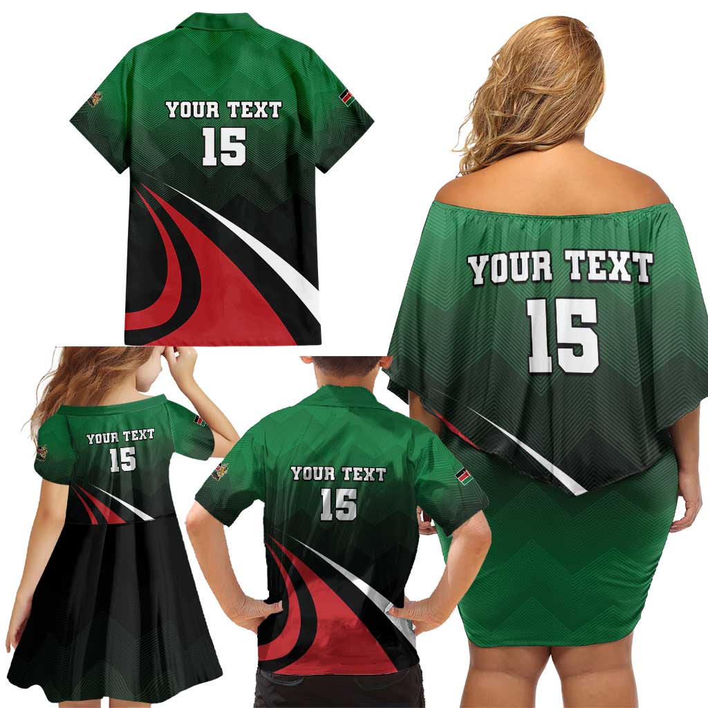Kenya Rugby Custom Family Matching Off Shoulder Short Dress and Hawaiian Shirt Go Simbas - Wonder Print Shop