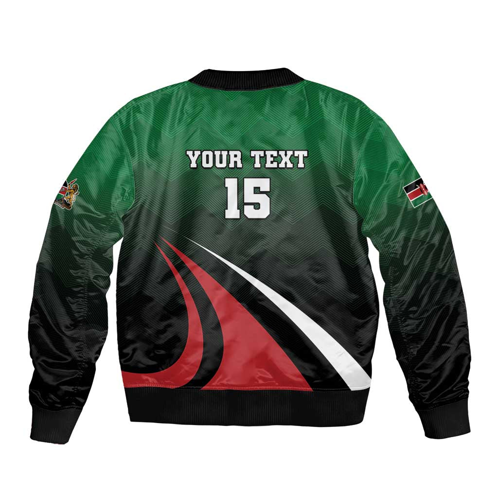 Kenya Rugby Custom Sleeve Zip Bomber Jacket Go Simbas - Wonder Print Shop