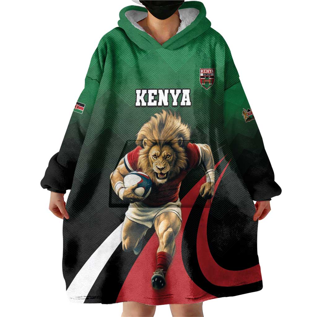 Kenya Rugby Custom Wearable Blanket Hoodie Go Simbas - Wonder Print Shop