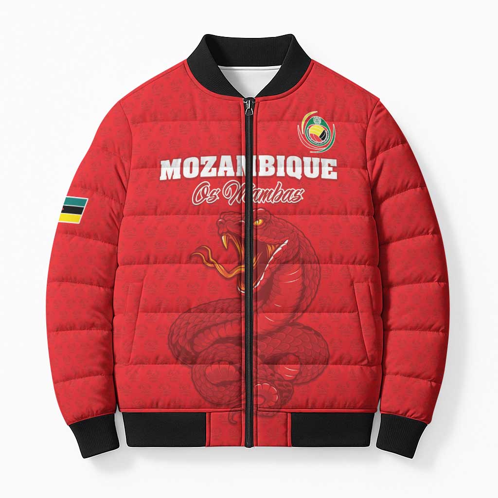 Custom Mozambique Football Bomber Puffer Jacket Come On Os Mambas - Wonder Print Shop