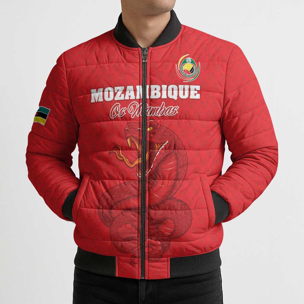 Custom Mozambique Football Bomber Puffer Jacket Come On Os Mambas - Wonder Print Shop