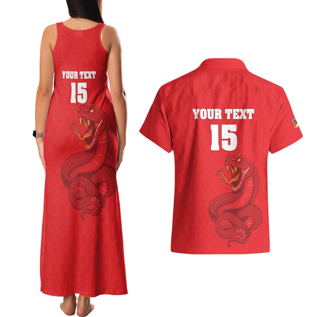 Custom Mozambique Football Couples Matching Tank Maxi Dress and Hawaiian Shirt Come On Os Mambas - Wonder Print Shop