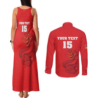 Custom Mozambique Football Couples Matching Tank Maxi Dress and Long Sleeve Button Shirt Come On Os Mambas - Wonder Print Shop