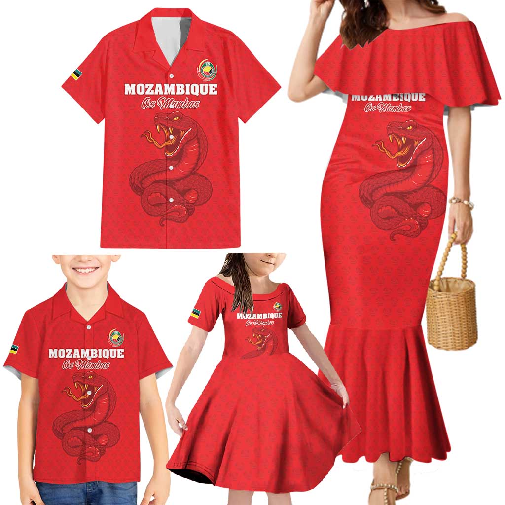 Custom Mozambique Football Family Matching Mermaid Dress and Hawaiian Shirt Come On Os Mambas - Wonder Print Shop