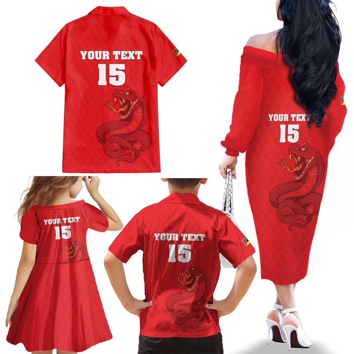 Custom Mozambique Football Family Matching Off The Shoulder Long Sleeve Dress and Hawaiian Shirt Come On Os Mambas - Wonder Print Shop