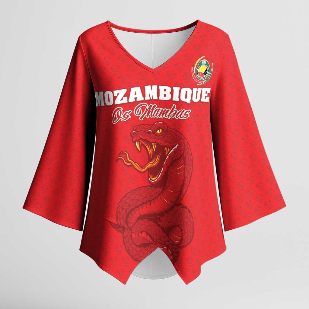 Custom Mozambique Football Kimono Sleeve Blouse Come On Os Mambas - Wonder Print Shop