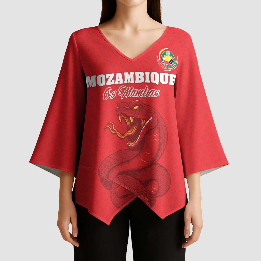 Custom Mozambique Football Kimono Sleeve Blouse Come On Os Mambas - Wonder Print Shop