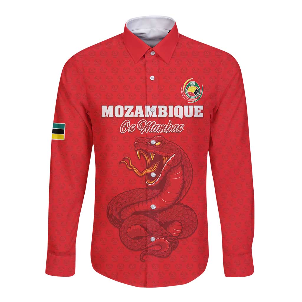 Custom Mozambique Football Long Sleeve Button Shirt Come On Os Mambas - Wonder Print Shop