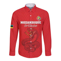 Custom Mozambique Football Long Sleeve Button Shirt Come On Os Mambas - Wonder Print Shop