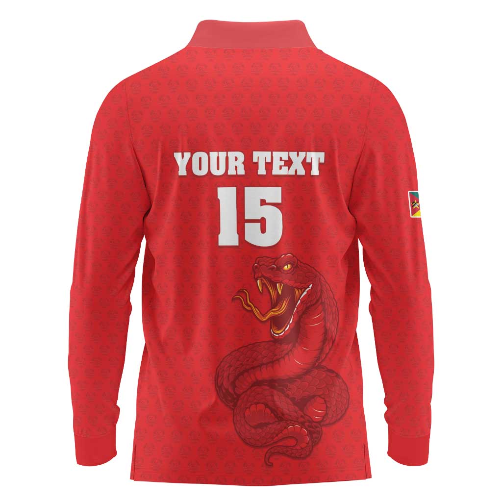 Custom Mozambique Football Long Sleeve Polo Shirt Come On Os Mambas - Wonder Print Shop