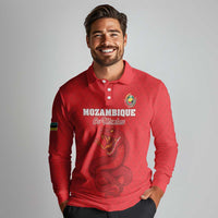 Custom Mozambique Football Long Sleeve Polo Shirt Come On Os Mambas - Wonder Print Shop