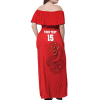 Custom Mozambique Football Off Shoulder Maxi Dress Come On Os Mambas - Wonder Print Shop