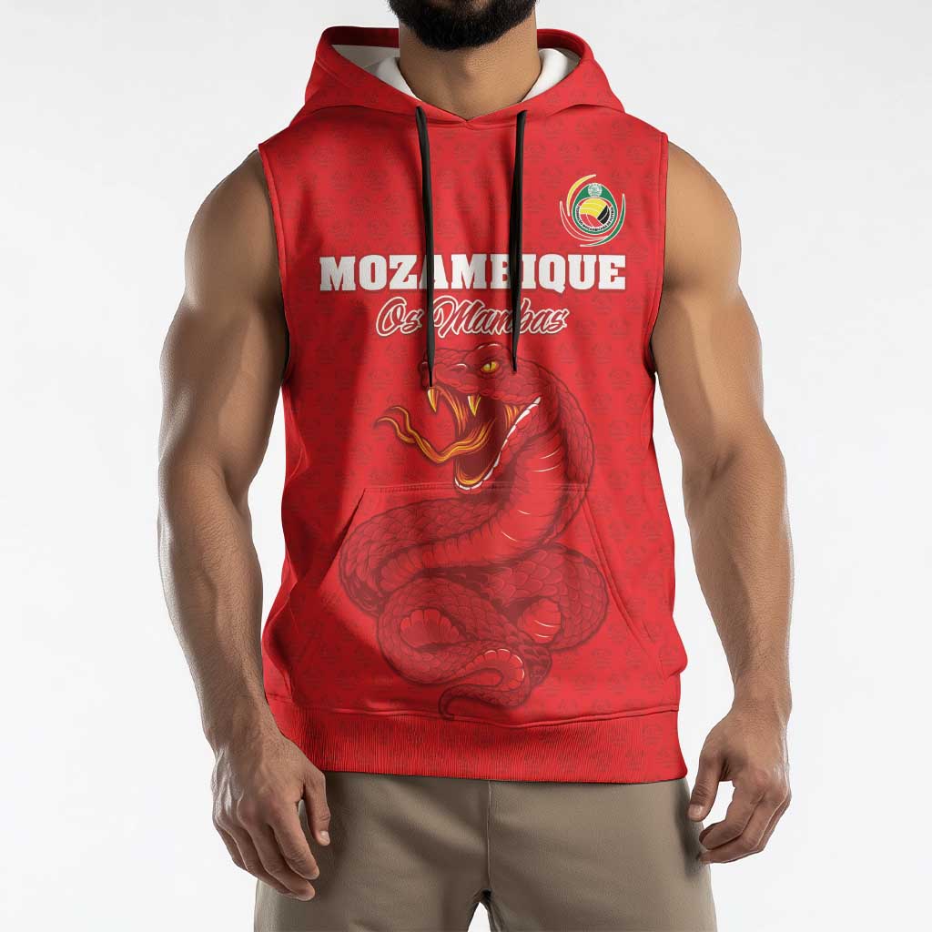 Custom Mozambique Football Sleeveless Hoodie Come On Os Mambas - Wonder Print Shop