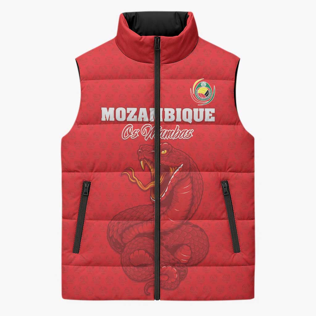 Custom Mozambique Football Sleeveless Puffer Jacket Come On Os Mambas - Wonder Print Shop