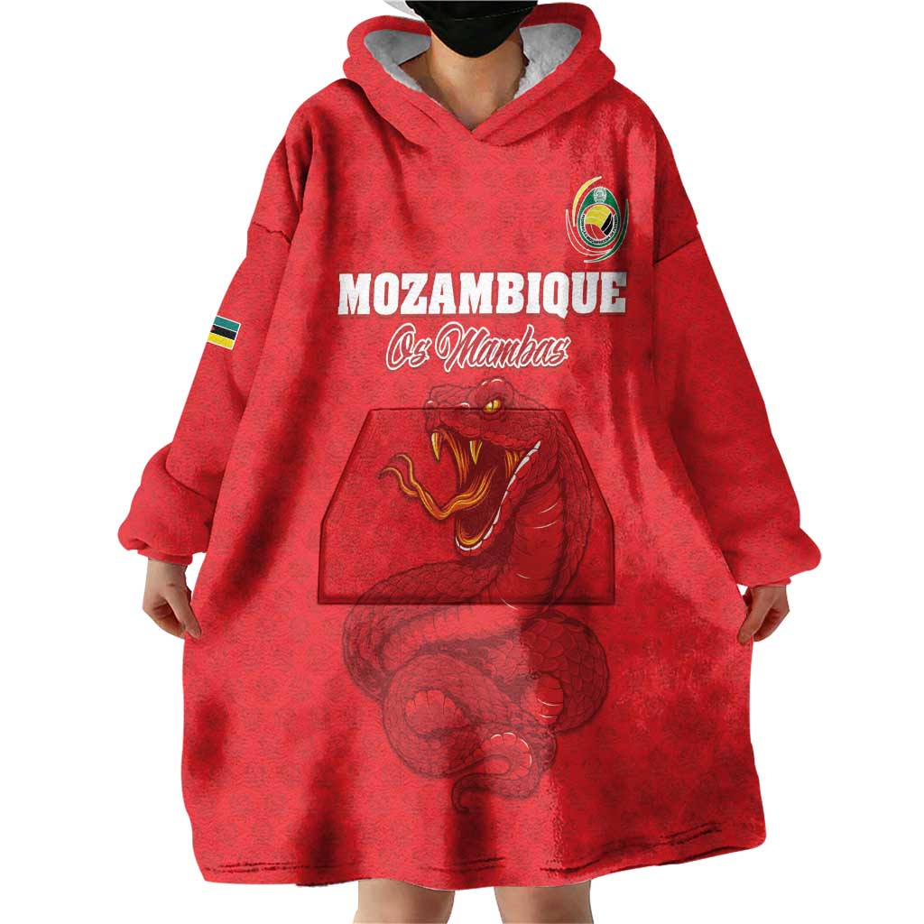 Custom Mozambique Football Wearable Blanket Hoodie Come On Os Mambas - Wonder Print Shop