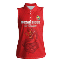 Custom Mozambique Football Women Sleeveless Polo Shirt Come On Os Mambas - Wonder Print Shop