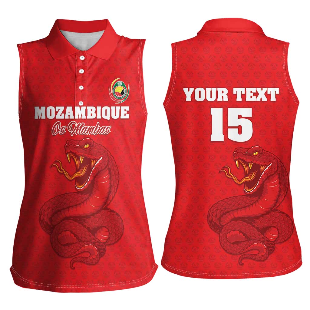 Custom Mozambique Football Women Sleeveless Polo Shirt Come On Os Mambas - Wonder Print Shop