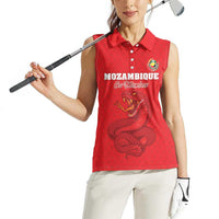 Custom Mozambique Football Women Sleeveless Polo Shirt Come On Os Mambas - Wonder Print Shop