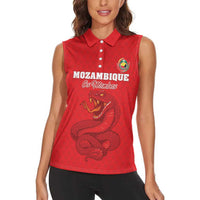 Custom Mozambique Football Women Sleeveless Polo Shirt Come On Os Mambas - Wonder Print Shop