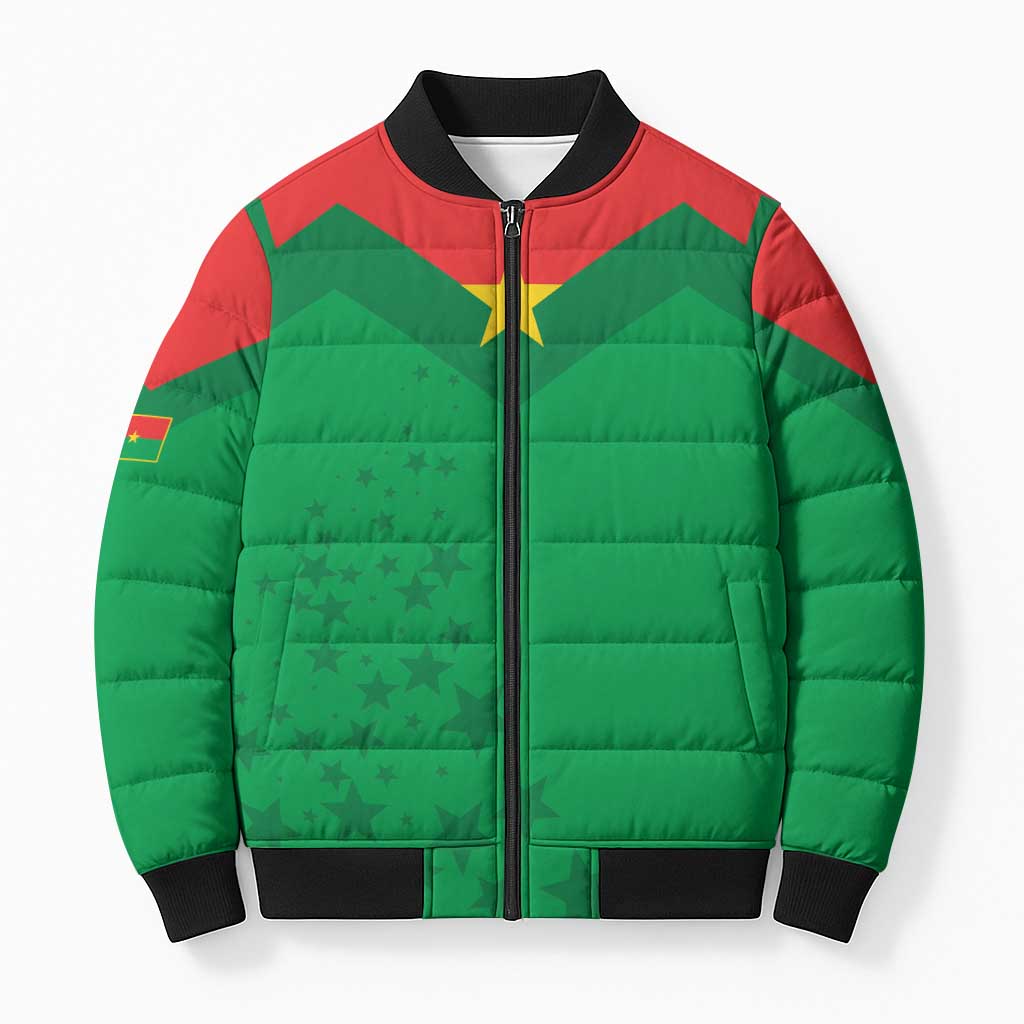 Custom Burkina Faso Football Bomber Puffer Jacket Go Champions Les Etalons - Wonder Print Shop