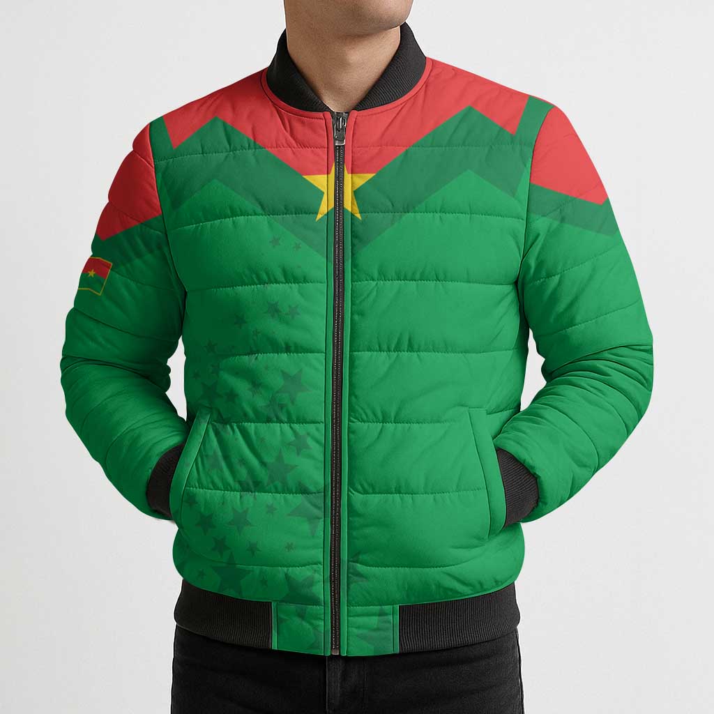 Custom Burkina Faso Football Bomber Puffer Jacket Go Champions Les Etalons - Wonder Print Shop