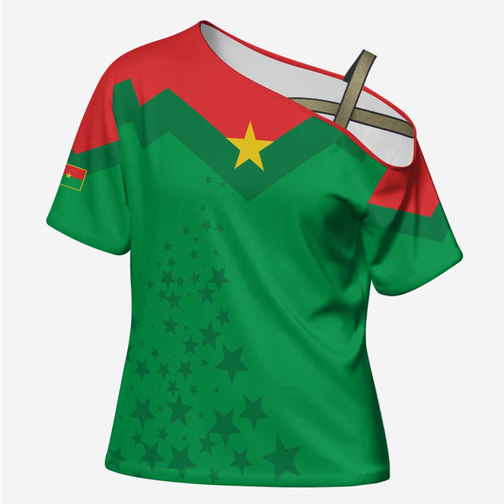 Custom Burkina Faso Football Cross Shoulder Shirt Go Champions Les Etalons - Wonder Print Shop