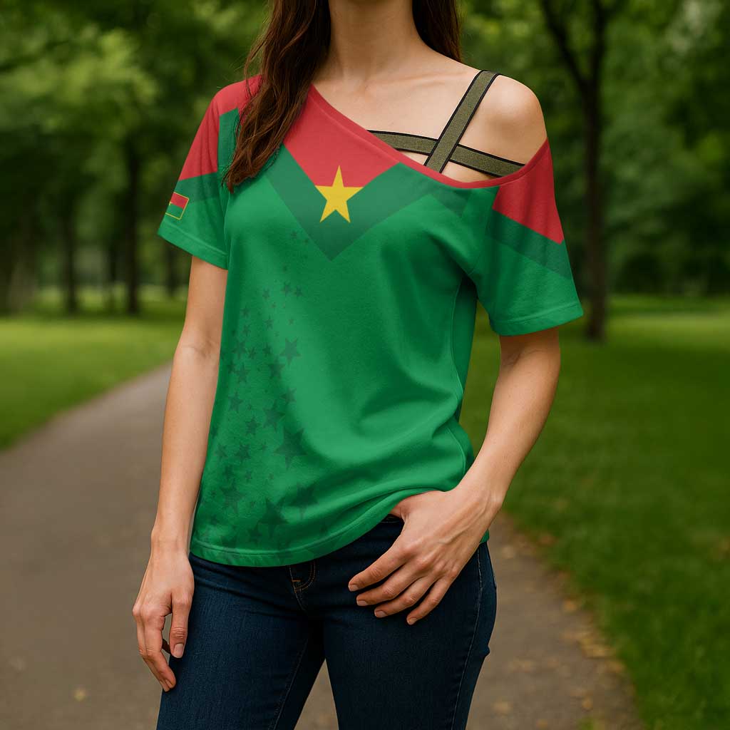 Custom Burkina Faso Football Cross Shoulder Shirt Go Champions Les Etalons - Wonder Print Shop
