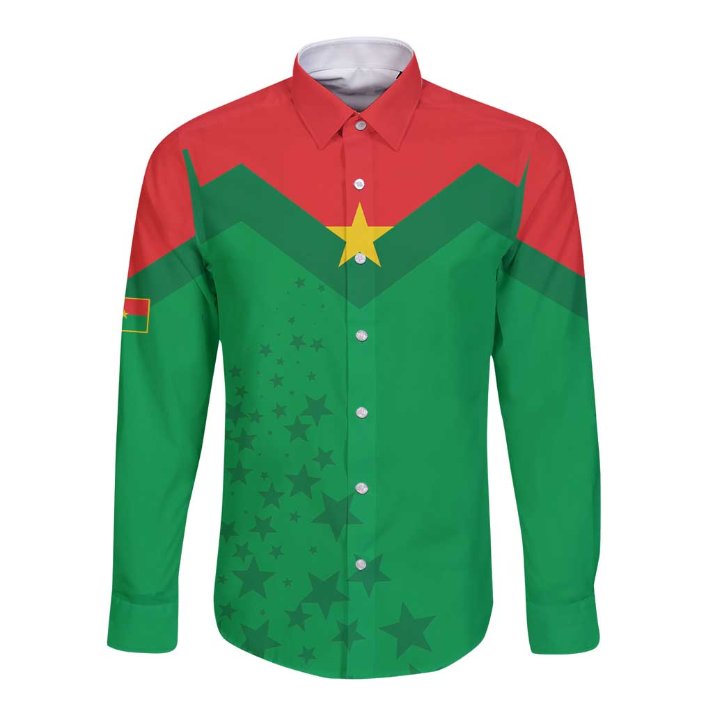 Custom Burkina Faso Football Long Sleeve Button Shirt Go Champions Les Etalons - Wonder Print Shop