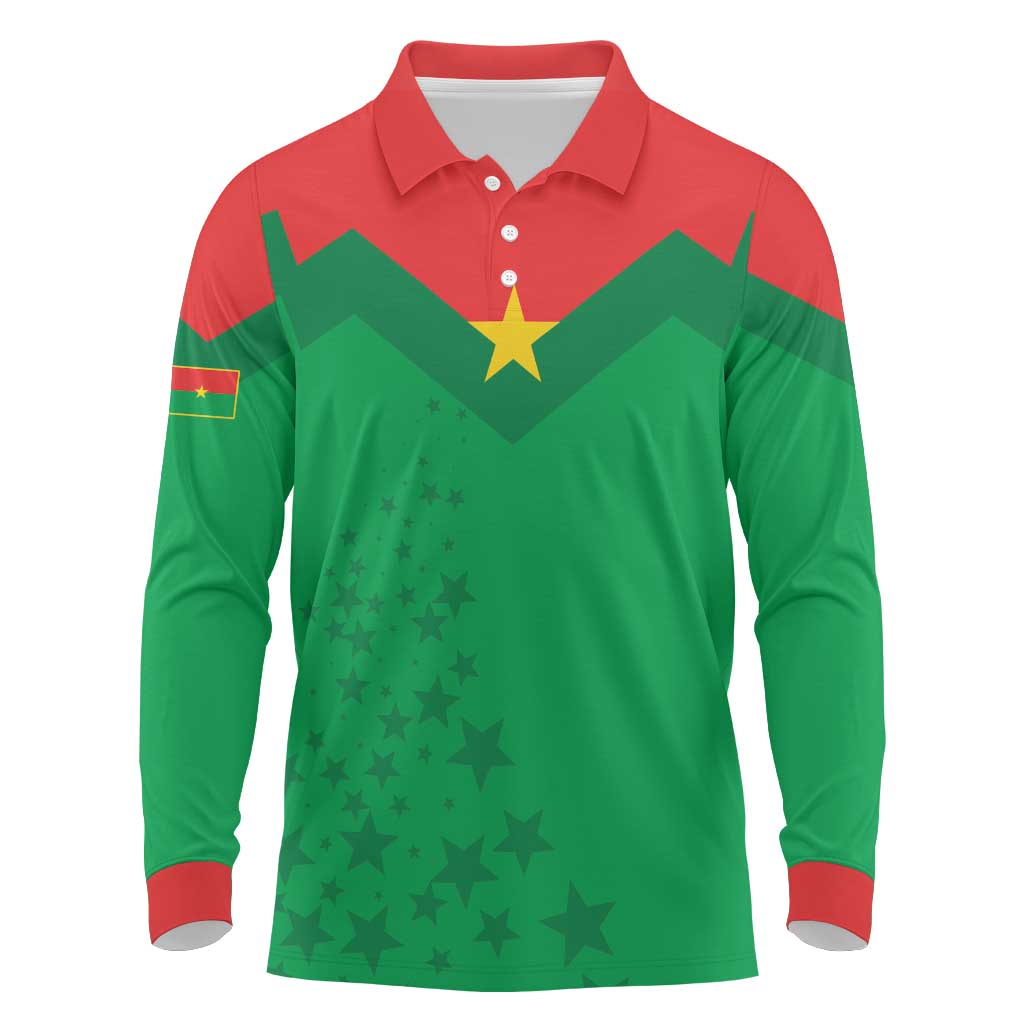 Custom Burkina Faso Football Long Sleeve Polo Shirt Go Champions Les Etalons - Wonder Print Shop