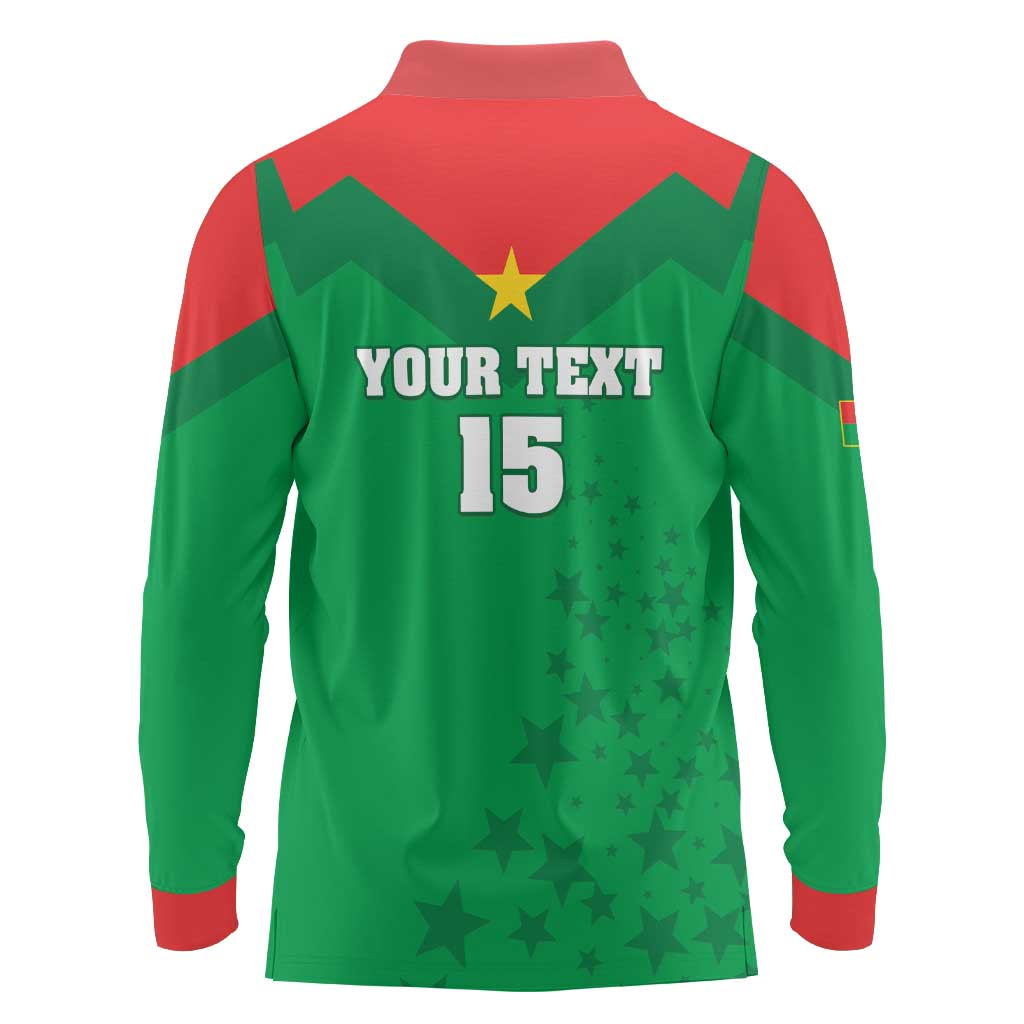 Custom Burkina Faso Football Long Sleeve Polo Shirt Go Champions Les Etalons - Wonder Print Shop