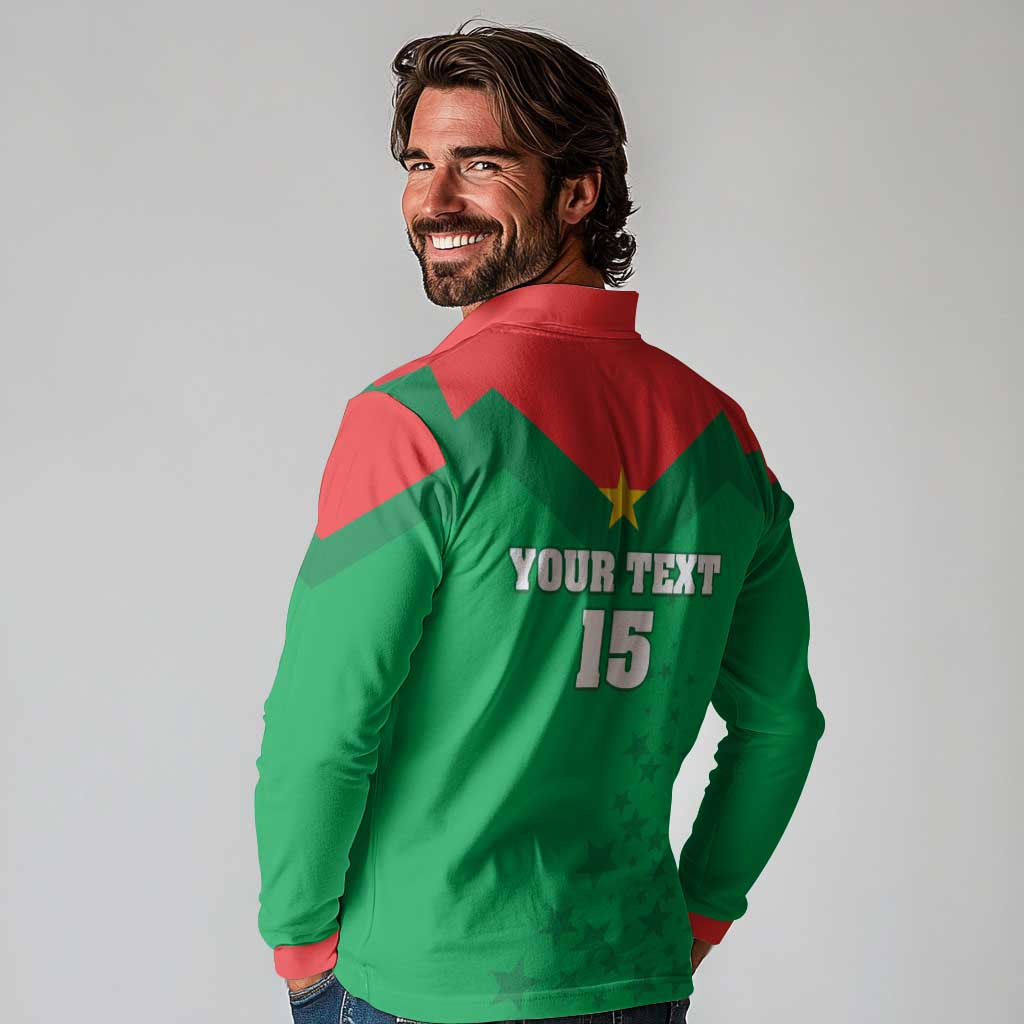 Custom Burkina Faso Football Long Sleeve Polo Shirt Go Champions Les Etalons - Wonder Print Shop