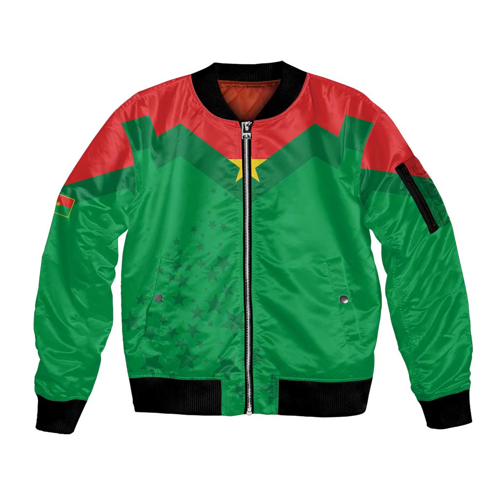 Custom Burkina Faso Football Sleeve Zip Bomber Jacket Go Champions Les Etalons - Wonder Print Shop
