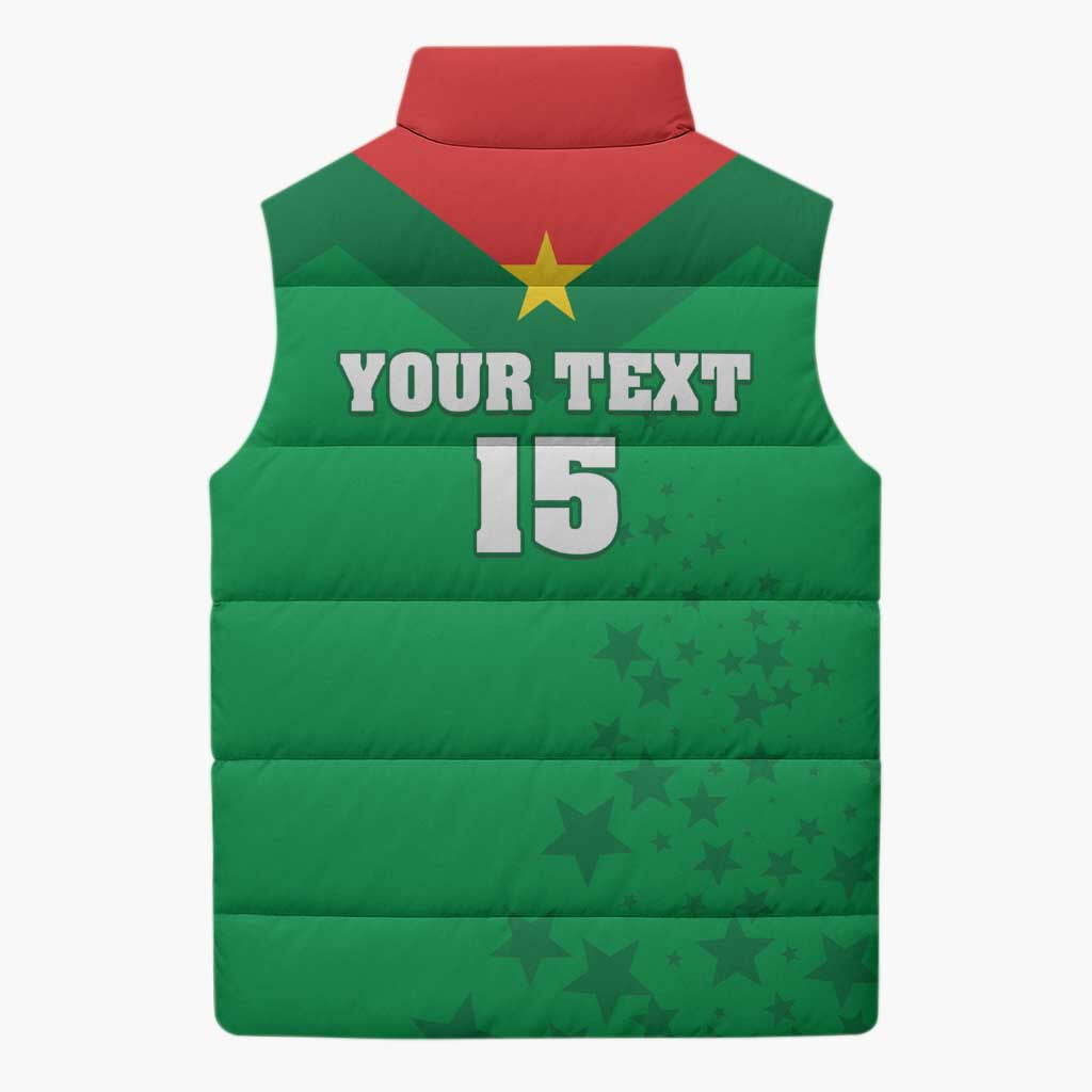 Custom Burkina Faso Football Sleeveless Puffer Jacket Go Champions Les Etalons - Wonder Print Shop
