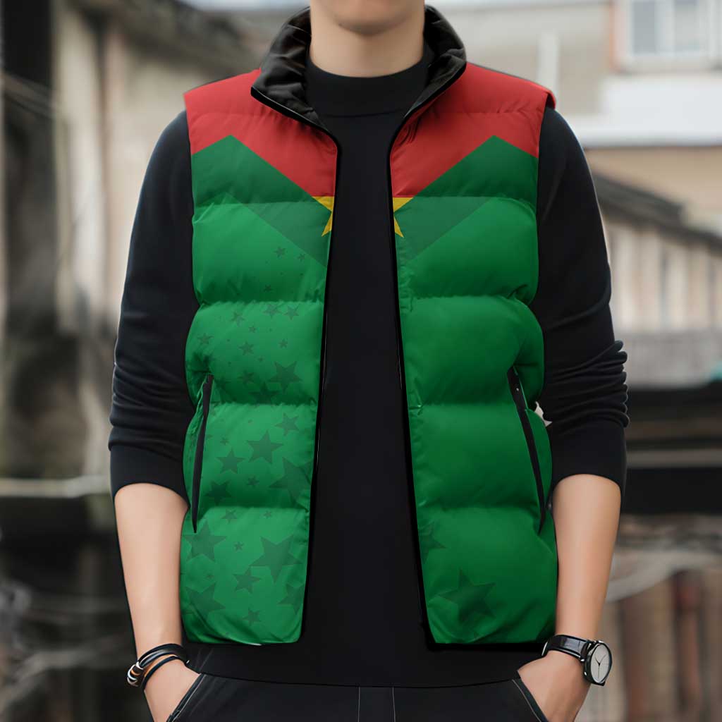 Custom Burkina Faso Football Sleeveless Puffer Jacket Go Champions Les Etalons - Wonder Print Shop