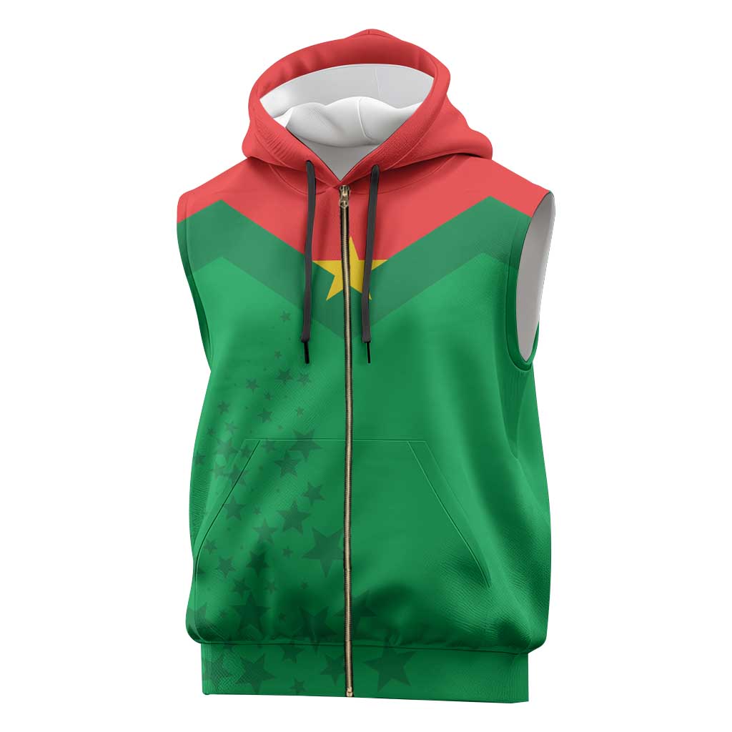 Custom Burkina Faso Football Sleeveless Zip Hoodie Go Champions Les Etalons - Wonder Print Shop
